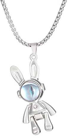 Geschenke für Frauen Hase Astronaut Anhänger Halskette für Frauen Mädchen Bunte Space Star Halskette Schmuck für Geburtstag Valentinstag Weihnachten Anhänger Netz Ladungssicherung (A, One Size)