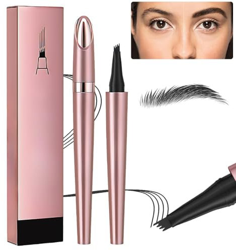 Magischer 3D-Microblading-Augenbrauenstift - Wasserfester Konturstift Mit 4 Spitzen, Präziser Und Langlebiger Brauenstift Für Natürlichen Look (Schwarz)