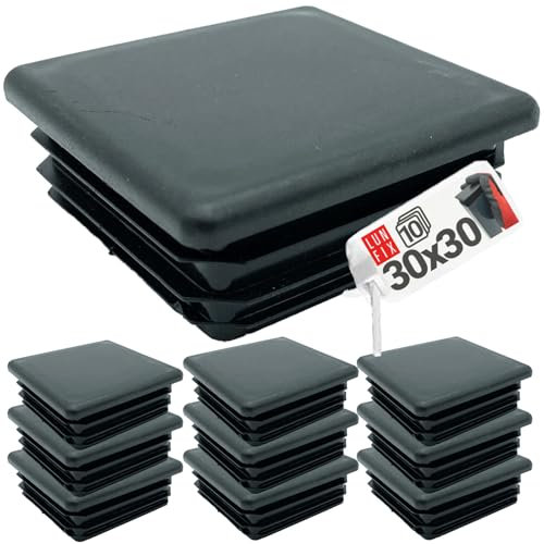 Kunststoff Lamellenstopfen für Vierkantrohre Rohrstopfen Zaunkappen Möbelgleiter Schwarz für 30x30 mm Außenmaße 10er Set