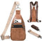 Vinabilia Brusttasche Sling Bag Damen Herren, Diebstahlsichere Crossbody Bag Kunstleder Umhängetasche Klein Schultertasche, Braun