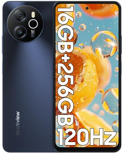 Blackview Mobile Phone, Shark 8, 16GB+256GB Helio G99, 120Hz 6.78’’ FHD+, 1080 * 2460, 64MP+13MP, Smart ISO, 5000mAh, 33W Fast Charge, Android 13, 4G Dual SIM Phone Unlocked, NFC, Fingerprint -Black