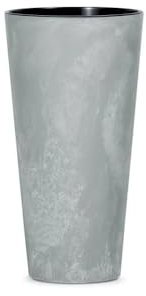 Stolmet Tall Flower Pot, Round Planter, Concrete Effect Style, Perfect for Home and Garden Decoration, Capacity of 3.3L to 64L (Concrete, 8 Litres)
