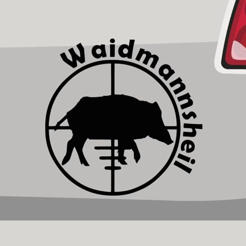 Autoaufkleber - Wildschwein Waidmannsheil Jagt - Sticker, Aufkleber für Auto, Motorrad, Fahrrad, Laptop, LKW, JDM Decal Racing (6x6cm | Schwarz)