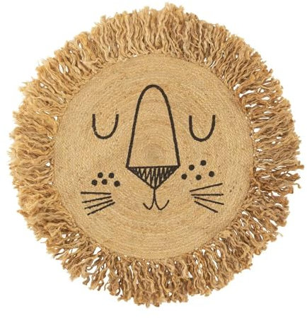 Atmosphera Kids Kinderteppich, rund, Löwe, Durchmesser 90 cm, Jute