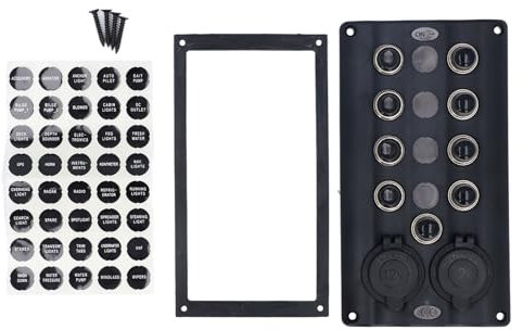 Lybunair Pannello interruttori a levetta a 4 bande con doppi accendini da 12 V, pannello interruttori precablato impermeabile IP65 per barca, yacht, autobus