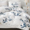 Freyamy Bettwäsche 200x220cm 3teilig Weiß Blau Blumen Pompons Mädchen Bettwaren-Sets Microfaser Weiche Romantisch Bettbezug mit Reißverschluss und 2 Kissenbezug 80x80cm