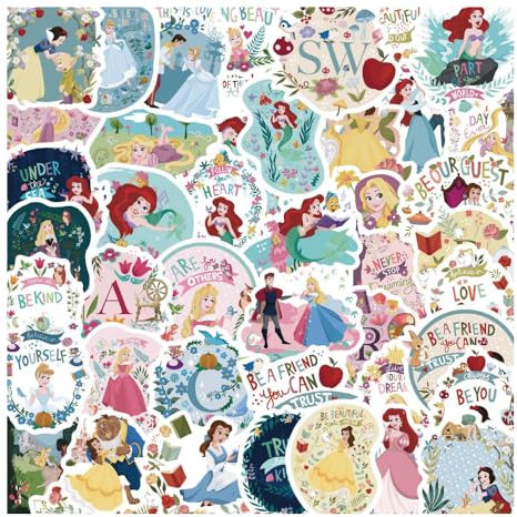 Feifei’S Bow 60pcs Princess Aven Superheros Toy Kids Stickers Luggage Laptop Skateboard Waterproof Party Bag Fillers Waterbottle Decal Graffiti Patches (Princess 60pcs)