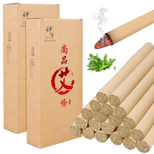 Moxa Rollen, 20 Stück Moxa Zigarren, 18mm x 200mm Moxa Rolls Sticks, Moxibustion Column Stick, Qualitäts Reine Natürliche Moxa Sticks für Milde Moxibustion Gesundheitspflege Körperteilheilung