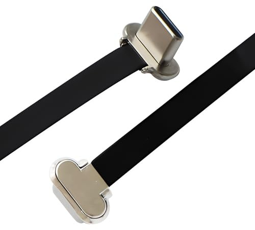 AHRLIC Angled USB-C to USB-C Ultra Slim Flat Cable, 65W Fast Charging Data Cord for Laptop Tablet Phone, Short 7.5cm Type-C Male to Male, Compatible with Android and Xiaomi Devices and More