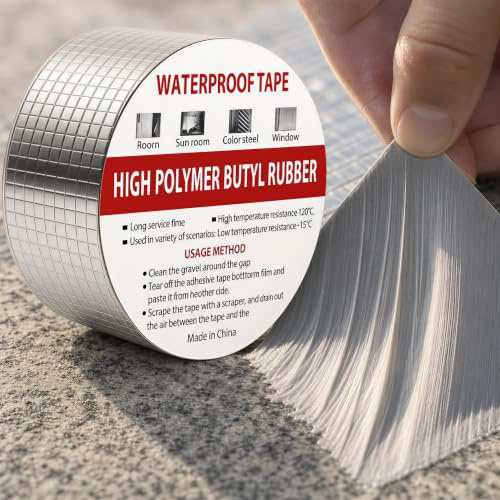 Butylband Dichtband Wasserdicht 5 cm x 10 m – Butylklebeband Selbstklebend | Butyl-Dichtband zum Abdichten und Reparieren von Dachlecks, Fenstern, Rohren und Außenbereichen