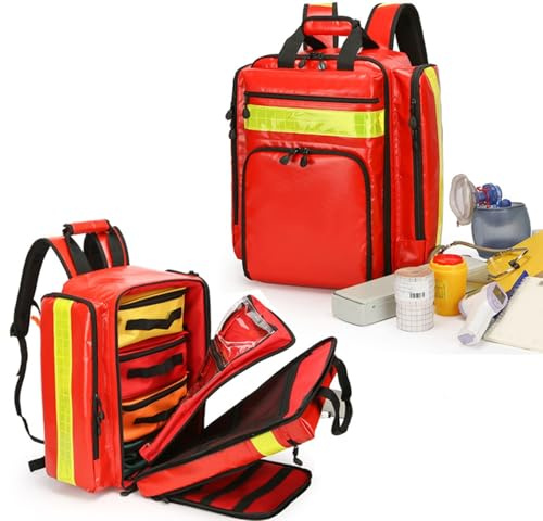 JuanNest Erste-Hilfe-Rucksack,Notfalltasche,Fluchtrucksack,Medizinischer Notfall-Rucksack Mit Reflektierenden Streifen Für Camping,Wandern, Kindertagesstätte,Outdoor,Reisen,Wasserdicht,Leeres Paket