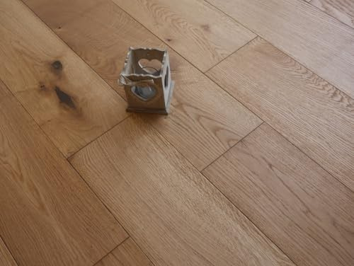 Woodstore24 Eiche Landhausdiele Parkett, leicht gebürstet & natur geölt, 14 x 190 × 1.900 mm, 3 mm Nutzschicht, Klickverbindung, Fußbodenheizung geeignet, rustikale Sortierung