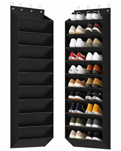 OulQinyhome 8 Bolsillos Zapatero Colgante Puerta – Organizador de Zapatos Puerta para 16-24 Pares de Zapatos – Zapatero Pared Plegable para Colgar Zapato, Negro