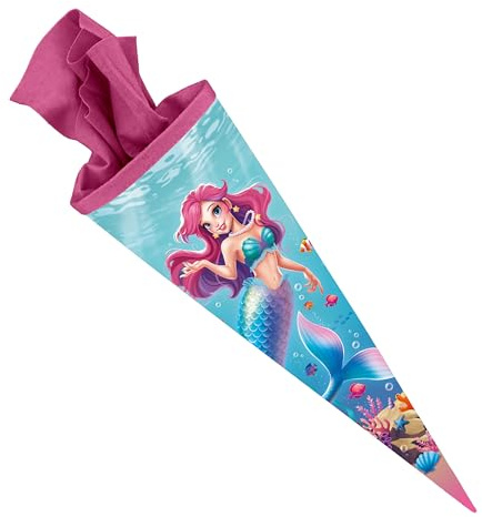 itenga Schultüte 70cm rund Mädchen - mit Filzverschluss | Zuckertüte Einschulung | sehr stabile Karton Schultüte | große Motivauswahl (Meerjungfrau - Aqua Dreams)