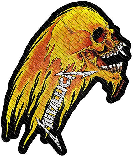 Metallica Aufnäher mit Flaming-Totenkopf-Logo, offizielles Webdesign, Einheitsgröße