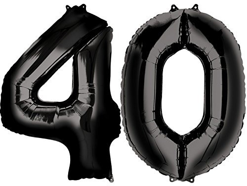 Folienballon * ZAHL 40 * in Schwarz als Deko für 40. Geburtstag | 72cm groß, für Luft und Helium | Party vierzig Dekoration Jubiläum Metallfolie
