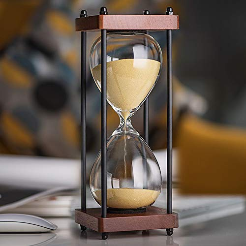 SAMLONG Große Sanduhr, Timer, 30 Minuten, dekoratives Holz-Sandglas, Gelb | Moderne Büro-Heimdekoration