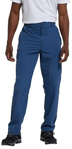 Mountain Warehouse Explore Mens Trousers - Shrink & Fade Resistant Hiking Pants, Quick Dry with Multiple Pockets - Spring Summer, Walking, Outdoors & Trekking Blue (Regular Length) Men's W42