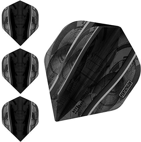 Pentathlon Silver Edge Dart-Flights, extra stark, 100 Mikrometer, Standard, 10 Sets (30 Stück) (schwarz)