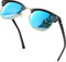 KANASTAL Halbrahmen Sonnenbrille Herren und Damen Klassische Retro Polarisiert Halbrand Sonnenbrille UV400 Schutz mit Metallrahmen, Schwarz Gold Rahmen Verspiegelt Blau Gläser