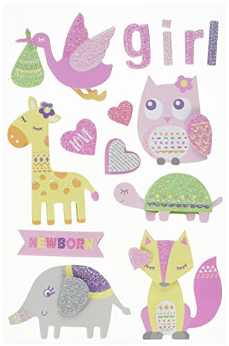 Rayher 50083262 3D Papier-Sticker Baby, mit Effekten, babyrosa, 15 Motive, zum Basteln und Dekorieren zur Geburt