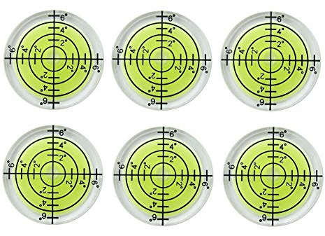 SIZIKJXGHWYI 6Pcs Bubble Spirit Levels 32x7mm Degree Mark Round Circular Level Bubble Leveling Tool Precision Measuring Layout Tools