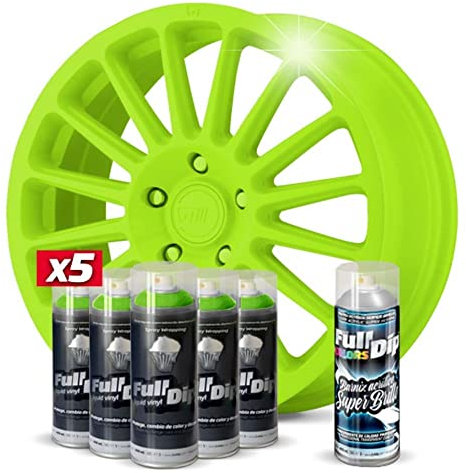 AutoFullCar Pack 5 Sprays Vinyle Liquide Full Dip Vert Lime Brillant