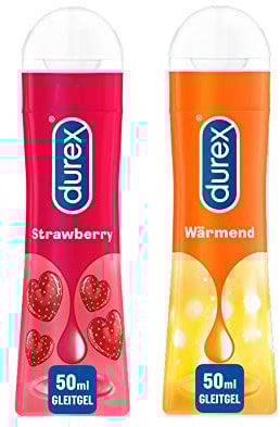 Durex Play Gleitgel Vielseitige Mixpackung für Frauen & Männer - Set mit Gleitmittel auf Wasserbasis für Sex, kondomgeeignet (2 x 50 ml)