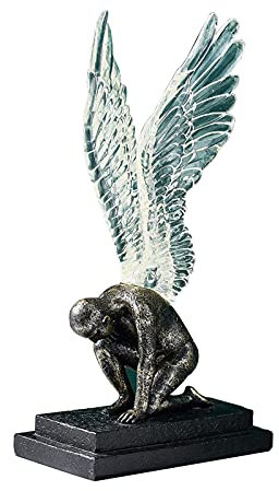 Uziqueif Engel Skulptur Modern Wohnzimmer Deko, Mit Transparente FlüGel Figuren Engel Statue, Dekoration Wohnung Weinschrank Schlafzimmer BüRo Dekofiguren Skulpturen Und Statuen