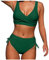 JJPAR Bikini Maillot de Bain Taille Haute Femme 2 Pieces Imprimé Feuilles Tankini Bustier Shorty Sexy Pas Cher Push Up Bresilien Bikini Rembourré Sport Plage Vert XL