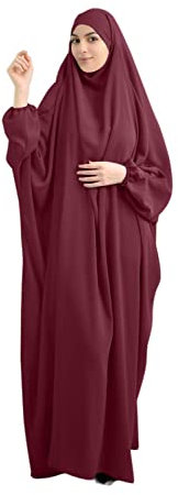 RLLJS Frauen Muslimisches Kleid Ramadan Einteiliges Gebetskleid Hijab mit Kapuze Abaya Dubai Full Cover Islam Robe African Turkey Kaftan