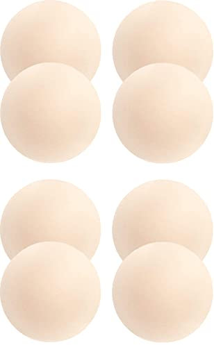 Memoryee Cache-tétons Ultra Minces pour Femmes Couvercle en Silicone pétale Nipple Cover adhésif réutilisable Invisible Pasties (Taille Unique, Claire Teint-4 Paires Ronde)