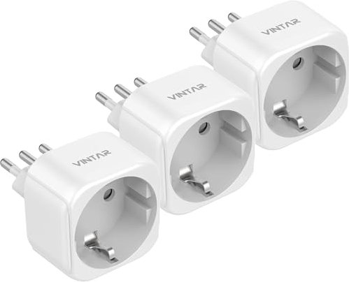 VINTAR 3 PC Adapter Italien Steckdose, Europa/Deutschland nach Italien Reiseadapter für Italien, Syrien, Uruguay, Chile, Malediven, L förmiger Reiseadapter, Weiß