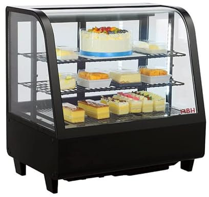 MBH - Vitrina expositora refrigerada profesional sobre mostrador 100 litros. Frigorífico expositor industrial pequeño para hostelería - Color negro.
