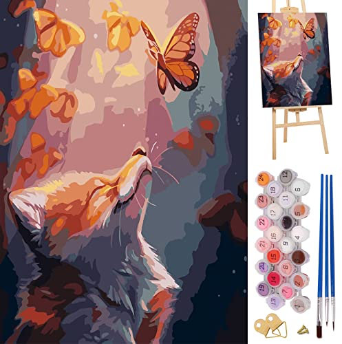 sancuanyi Malen Nach Zahlen Erwachsene, DIY Handgemalt Ölgemälde Kit für Anfänger und Erwachsene, Acrylpigment für Kinder Gemälde mit 3 Pinsel (D)