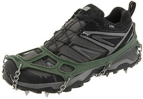 Kahtoola Microspikes Chaussures de traction pour randonnée d'hiver et alpinisme sur glace Vert forêt Taille S