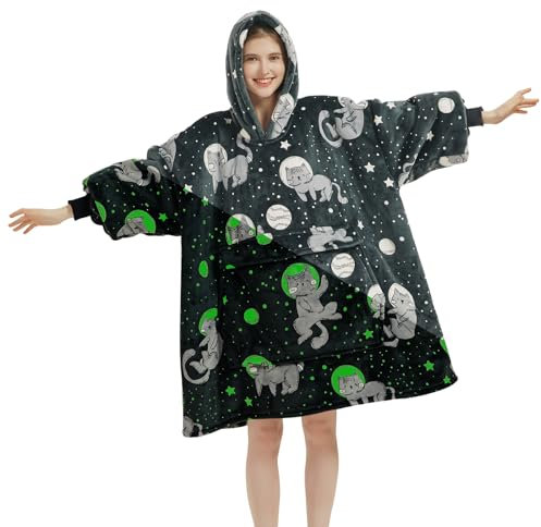 Wenlia Übergroße Hoodie Sweatshirt für Erwachsene, Sherpa Decke Sweatshirt Flanell Hoodies Giant Plüsch Pullover Decke mit Kapuze, Warme Hoodie One Size Fits All passt Männer, Frauen, Jugendliche