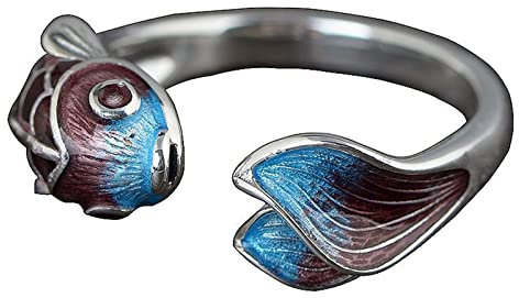 Skcess Ring Damen Silber, S925 Sterling Silber Verlobungsringe Karpfen-Koi Ring Damen Silber