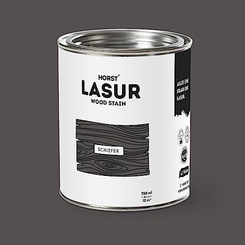 HORST Holzlasur – nachhaltige & umweltfreundliche Lasur (100% natürlich) für innen & außen - optimaler Schutz, geruchsneutral & wetterfest – Schiefer - 0.75 Liter