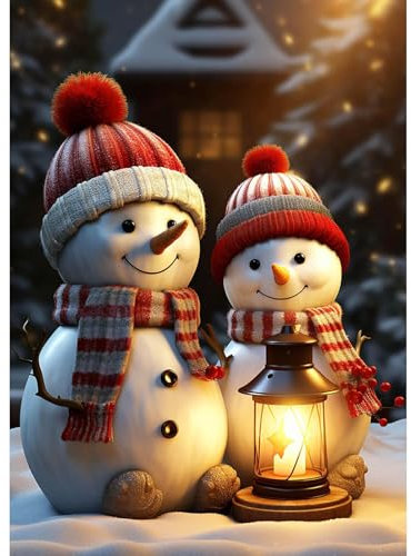 DAERLE Diamond Painting Schneemann Christmas, Diamant Painting Bilder Winter, DIY Diamant Vollbild, Malen Nach Zahlen Erwachsene, 5D Diamant Painting für Wand Dekoration 30x40cm
