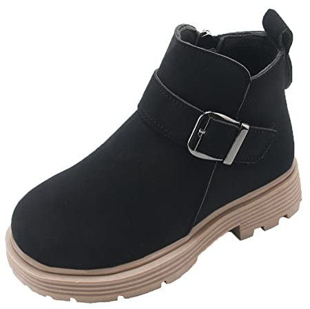 OBiQuzz Stivaletti da ragazza, per il tempo libero, invernali, con chiusura lampo, antiscivolo, corti, da equitazione, da giardino, per le mezze stagioni, per bambini, Nero , 36 EU