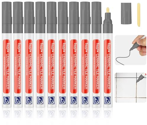 10 Stück Grau Fugenstift Restaurierung Fugenmörtel Restaurierung Stift Reparatur Marker für Reparatur Von Fliese Badezimmer Küche mit Ersatzspitze fugenmarker fliesenreparaturstift