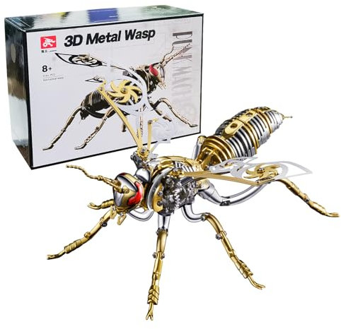3D Puzzle Mechanische Wespe Metall modellbausatz Erwachsene anspruchsvolles DIY montageblock Puzzle, Spielzeug für Erwachsene, Geburtstagsgeschenk (Gold)