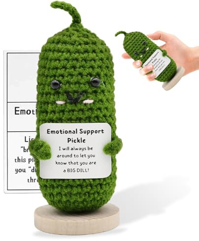 SPERMUOY Glücksbringer Emotional Support Pickle,Pocket Hug Positive Pickle,Mini-Plüsch Figuren Lustige Gurke Puppe,Pickle Ornament Gift,emotional Pickle für Freunde und Eltern