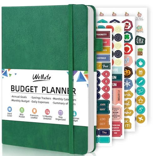WEMATE Budget Planner 2025 - Monthly Budget Book with Expense Tracker Notebook, 12 Month Undated Bill Organizer & Financial Planner, Account Book to Take Control of Your Finances, A5 (Dark Green)