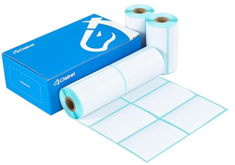 CLABEL 4 Rollen Weiß 60x40mm Etikettenband für 320B Etikettendrucker Selbstklebend Thermo Etiketten für Etikettiergerät Ersatz für Zuhause Barcode, 150Etiketten/Rolle (2,36x1,57)