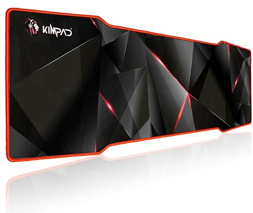 Kimpad Special Geometry Series - Alfombrilla Gaming XXL Rendimiento y Estilo - 900 x 300 x 4 mm - Diseño Innovador para Precisión Extrema - Bordes Rojos Resistentes - Impermeabilidad Garantizada