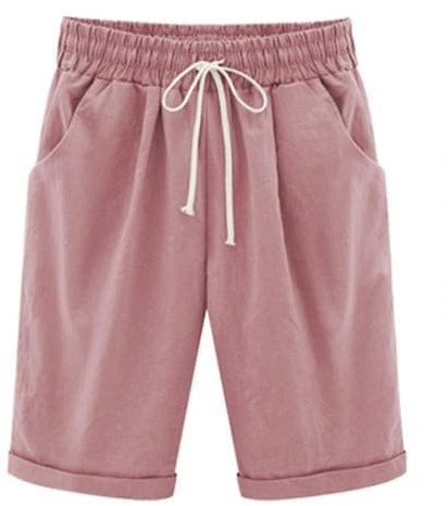 NLAND Pantaloncini Bermuda da Donna Estivi Casual Traspirante Pantaloni Corti con Tasche Leggero Pantaloncini Sportivi con Coulisse Elastica per Fitness Corsa Yoga(Rosa,M)