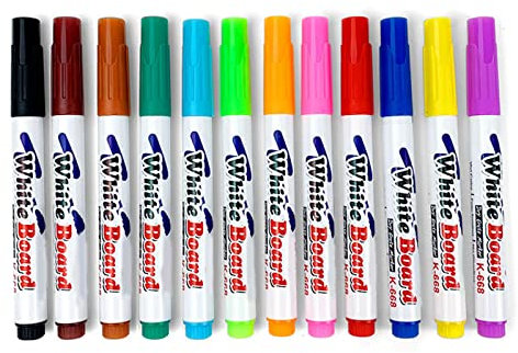 YiQinzcxg 12 Stück radierbare Whiteboard-Marker, bunte Marker für Schule, Lehrer, Studenten, Büro, Kreidetafel, Whiteboard, löschbare Marker, Set