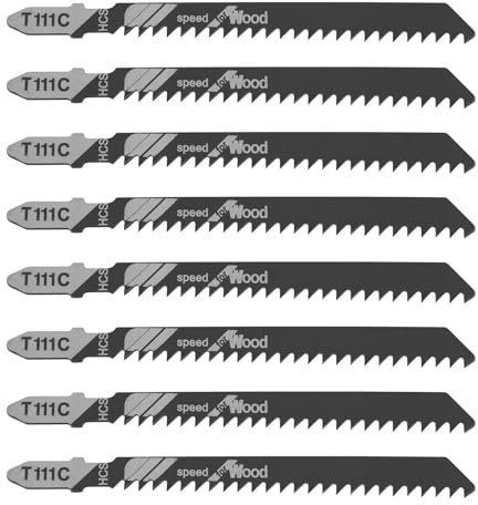 Create idea 20Pcs T111C 8TPI Jigsaw Blade 100mm HCS Jig Saw Blades Set T Shank for Wood Cut Compatible with Bosch Compatible with Dewalt Compatible with Makita Black